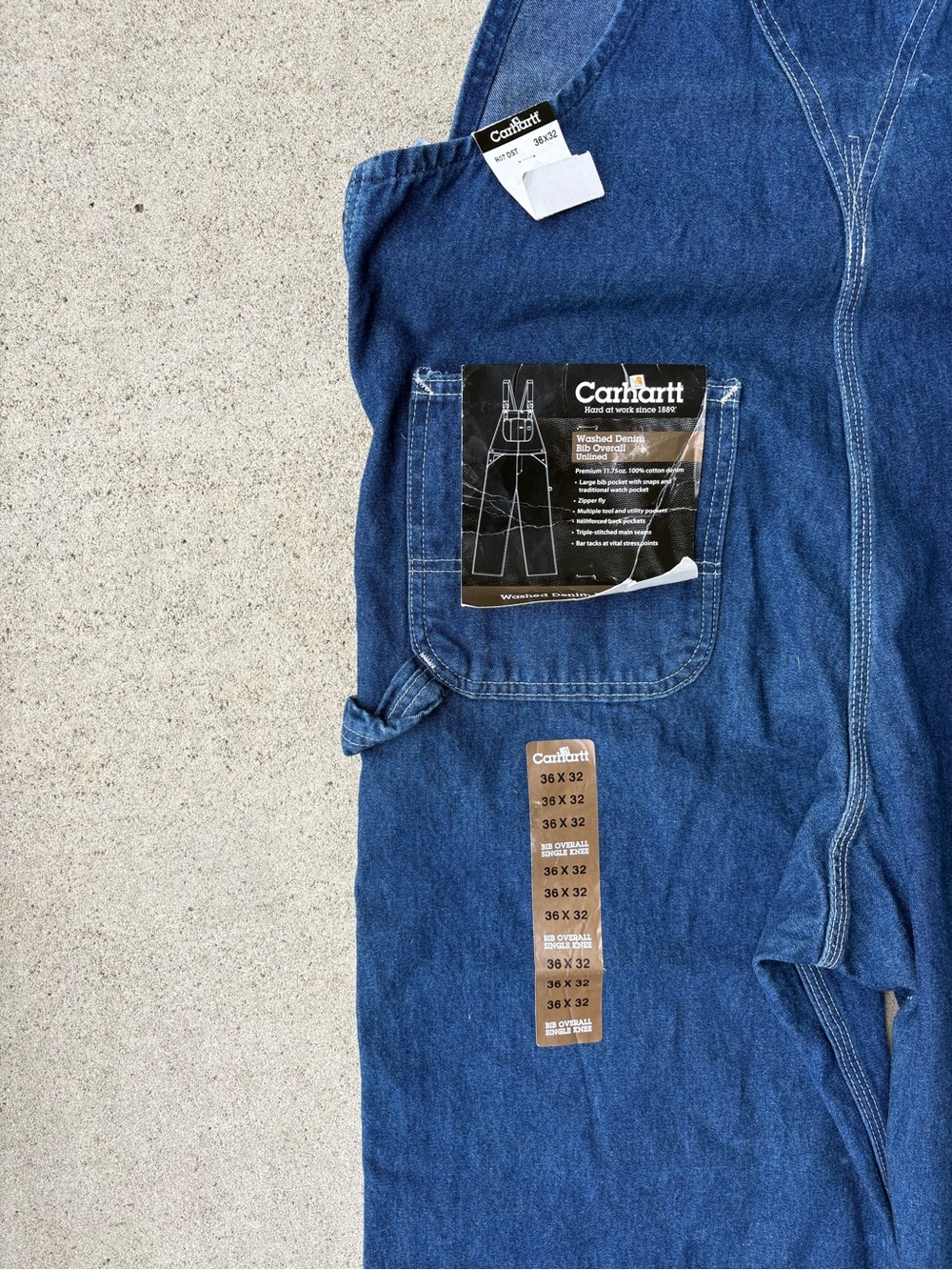 Vintage 2008 Carhartt R07 Denim Bib Overalls - NWT - 36x32 - Picture 5 of 5